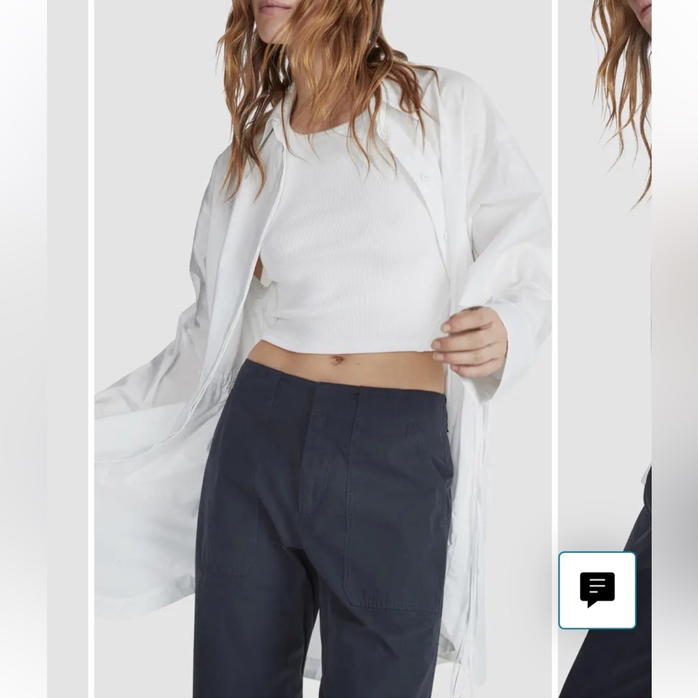 Rag & Bone Navy Cotton Work Pants Leyton Crop